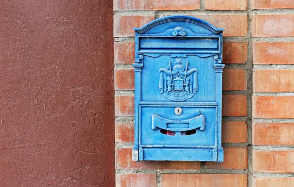 Picture red, style, castle, blue, sign, gate, Wall, bricks