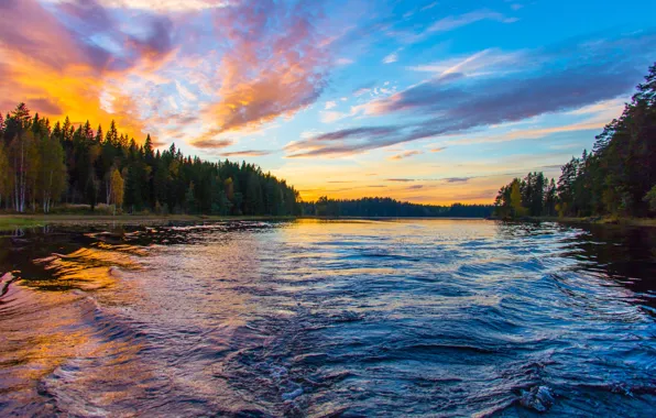 Summer, freedom, clouds, nature, river, beauty, the evening, space