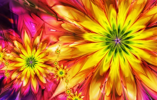 Flowers, abstraction, bright, colorful
