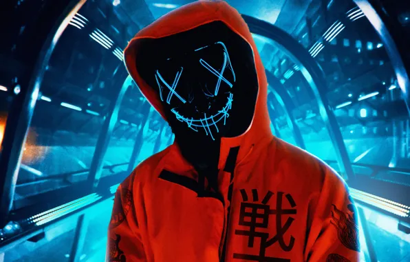 The tunnel, Anonymous, Mask, Smiling, digital art, Anonymous, smiling mask