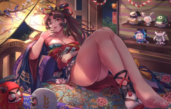 Girl, sexy, art, Onmyouji