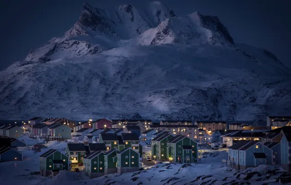 Picture winter, night, the city