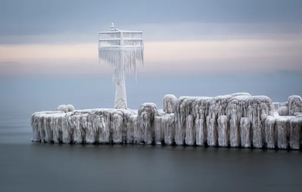 Picture sea, bridge, ice