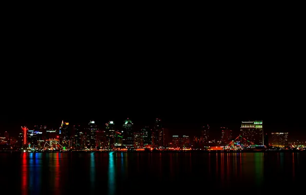 Lights, city, night, USA - California - San Diego