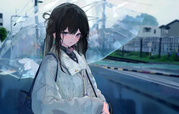 Umbrella, the city, rain, girl