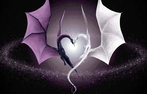 Wallpaper love, fantasy, heart, dragons, Valentine, Dragon Lovers for