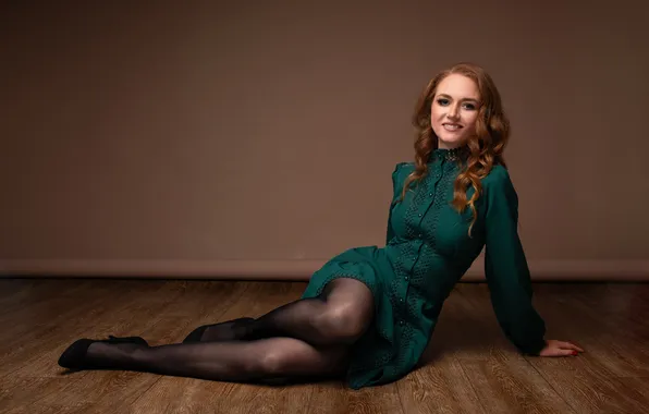 Girl, dress, legs, model, cute, tights, long-haired