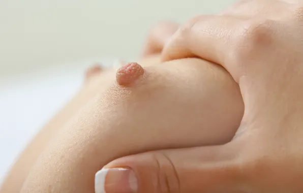 Chest, macro, hand, beautiful, nipple, fingers, manicure