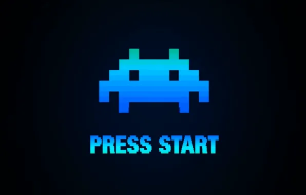 Wallpaper, Minimalism, Space Invaders, Press Start
