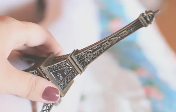 Background, Wallpaper, mood, Eiffel tower, Paris, hand, figurine, France