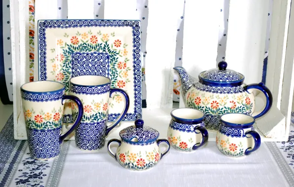 Kettle, Cup, dishes, set