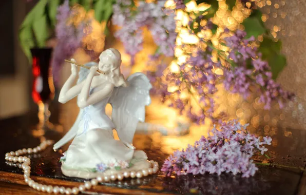 Necklace, pearl, figurine, lilac, Lilac dream