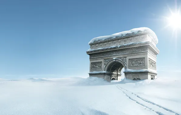 Winter, snow, trail, arch