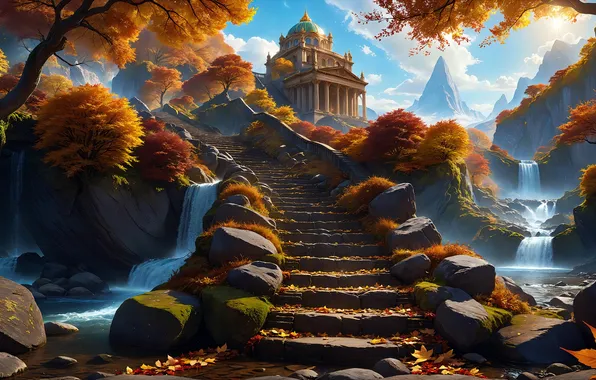 Picture staircase, temple, casa