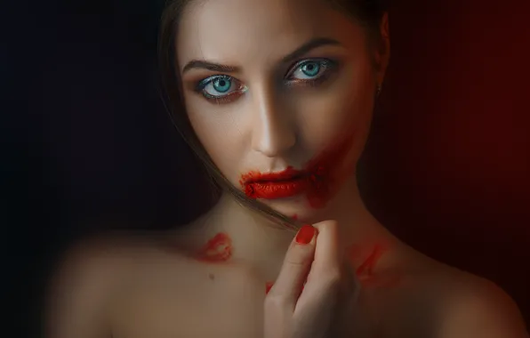 Portrait, makeup, lipstick, sponge, Alexander Drobkov-Light, Bright Maria
