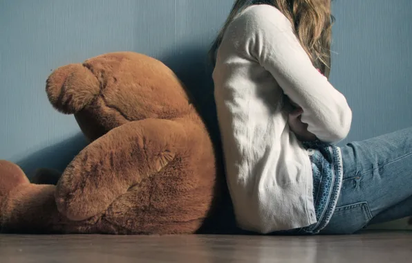 Girl, bear, plush