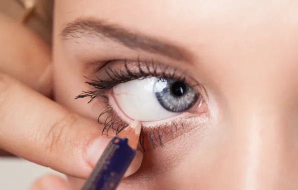 Picture woman, eye, pencil, makeup
