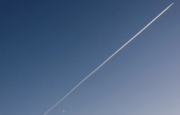 The sky, the moon, the plane