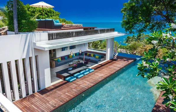 Villa, pool, Thailand, architecture, Koh Samui, outside-inside house, Villa Hin, Chaweng