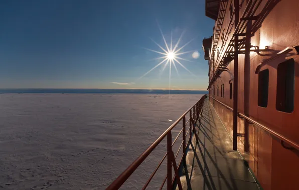 Picture cold, the sun, frost, icebreaker, North pole