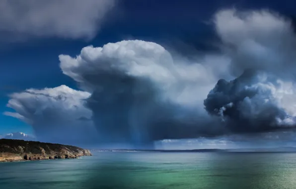 Picture sea, clouds, nature, rocks, France, Brittany