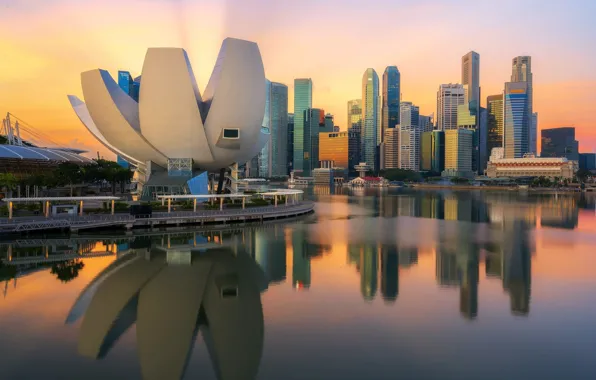 The city, morning, Singapore, structure, Singapore, Singapore city