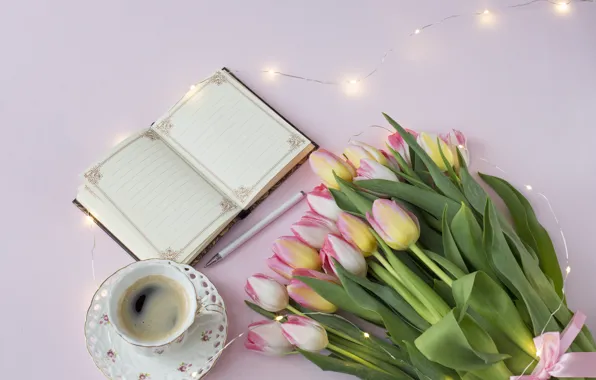 Flowers, coffee, handle, Notepad
