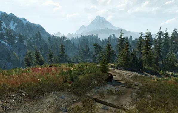 Road, Mountains, Fire, Index, Candle, The Witcher, The Witcher, The Witcher 3 Wild Hunt