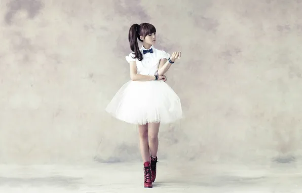 Picture Asian, grey background, white dress, South Korea, Kpop, A PINK