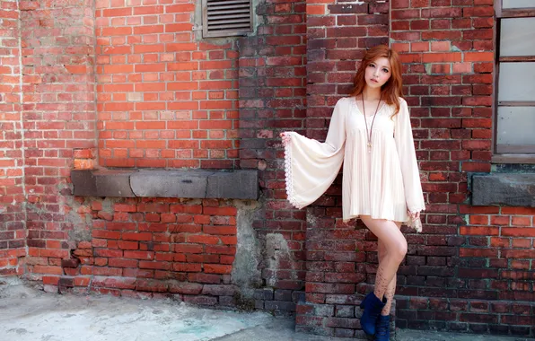 Girl, background, wall, Asian