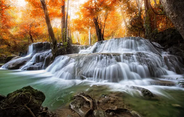 Picture autumn, nature, river, waterfall