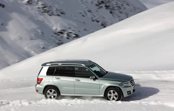 Picture winter, mountains, mercedes-benz, glk220, cdi
