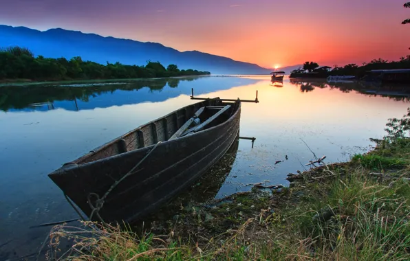 Picture nature, pond, boat