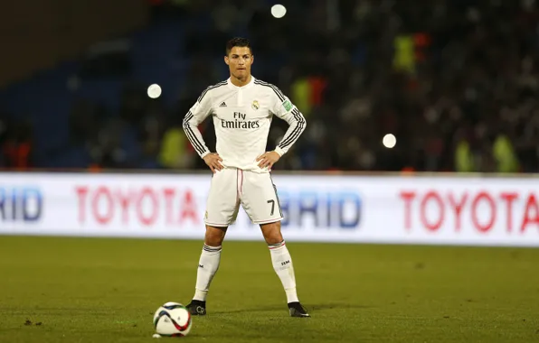 The ball, goal, Football, Portugal, Cristiano Ronaldo, Spain, player, stand