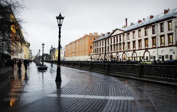 Rain, overcast, Peter, Saint Petersburg, puddles, Russia, Russia, SPb