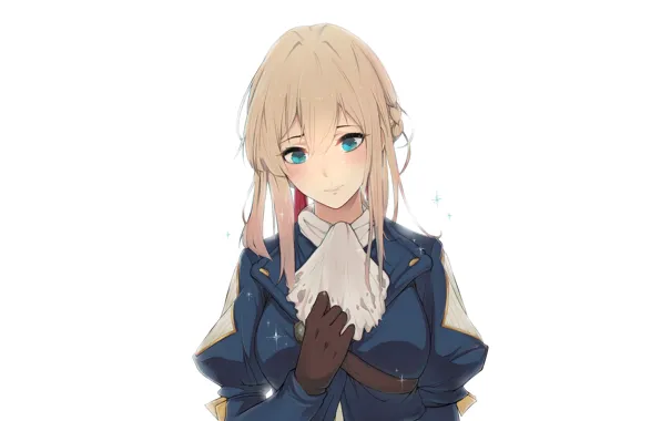 Look, girl, white background, Violet Evergarden