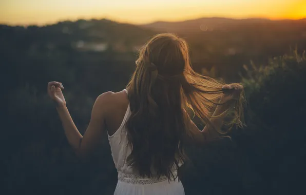 Girl, hair, back, curls