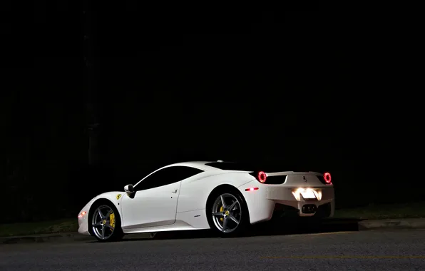 White, Italy, Ferrari, white, Ferrari, rear view, 458 italia, headlights