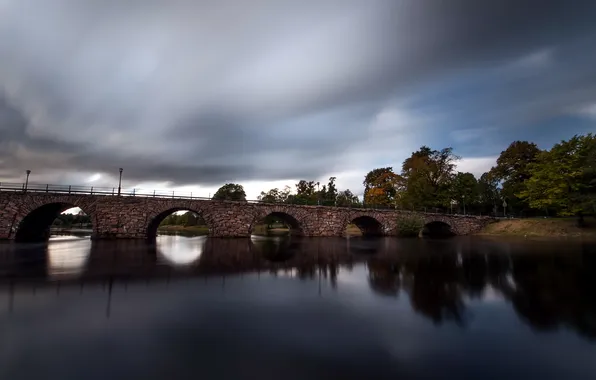 Landscape, bridge, river