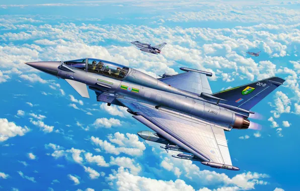 Picture war, art, painting, jet, Eurofighter TYPHOON (Twin seater)