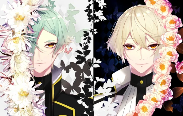 Flowers, guys, Touken Ranbu, Dance Of Swords, higekiri, hizamaru