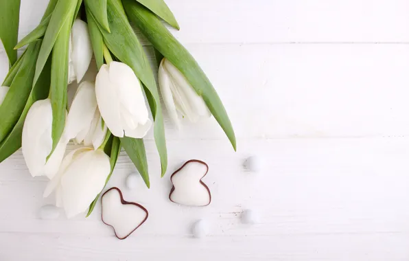 Holiday, Easter, gingerbread, white tulips