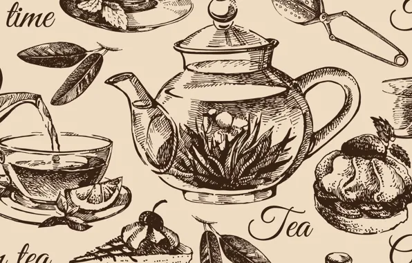 Picture texture, texture, tea set, kettle set