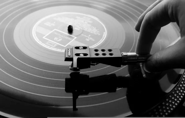 Hand, spinner, vinyl, record