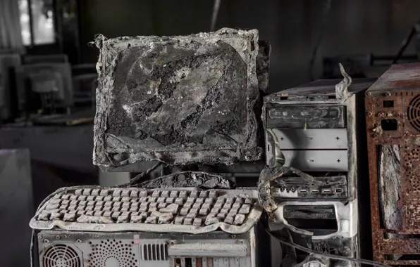 Fire, plastic, Computers, combustion, melted