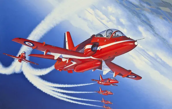 Picture the plane, figure, UK, red arrows, training, Royal air force, the red arrows, BAe Hawk …