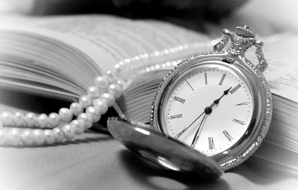 Watch, necklace, book, vintage