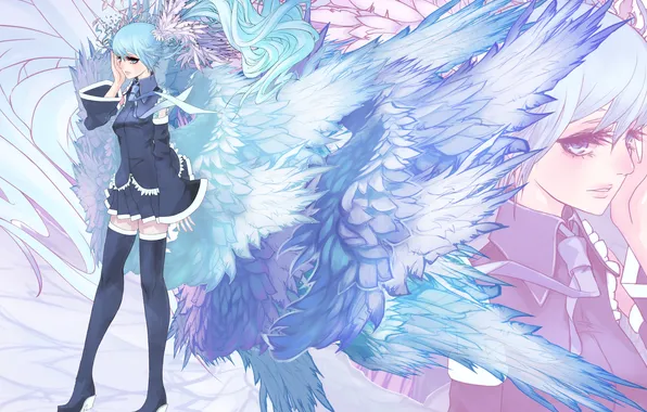 Girl, wings, vocaloid, hatsune miku, gesture, Vocaloid, art, Seraphim