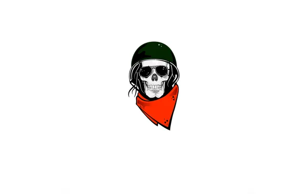 Picture skull, glasses, helmet, shawl, helmet