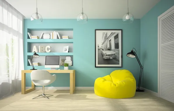 Style, free photo, in 3d rendering, the interior of a modern design room, interior of …